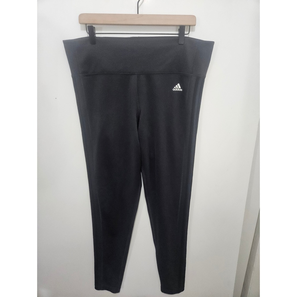 Adidas Climalite Black 3 Stripe High Rise Leggings XL CZ7646 Womens Athletic